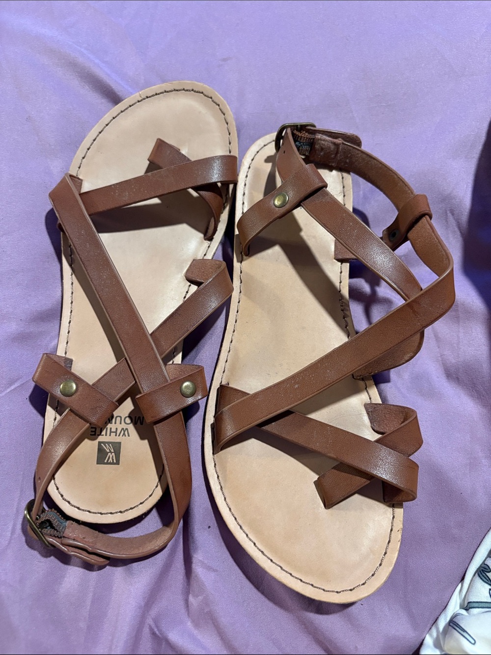 White Mountain Brown Strappy Crossband Sandals - Women's